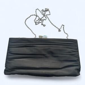 Black satin Lula Townsend‎ Black with silver chain strap EUC